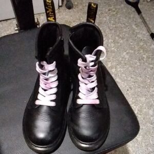Dr. Martens Black Boots with Light Pink Laces